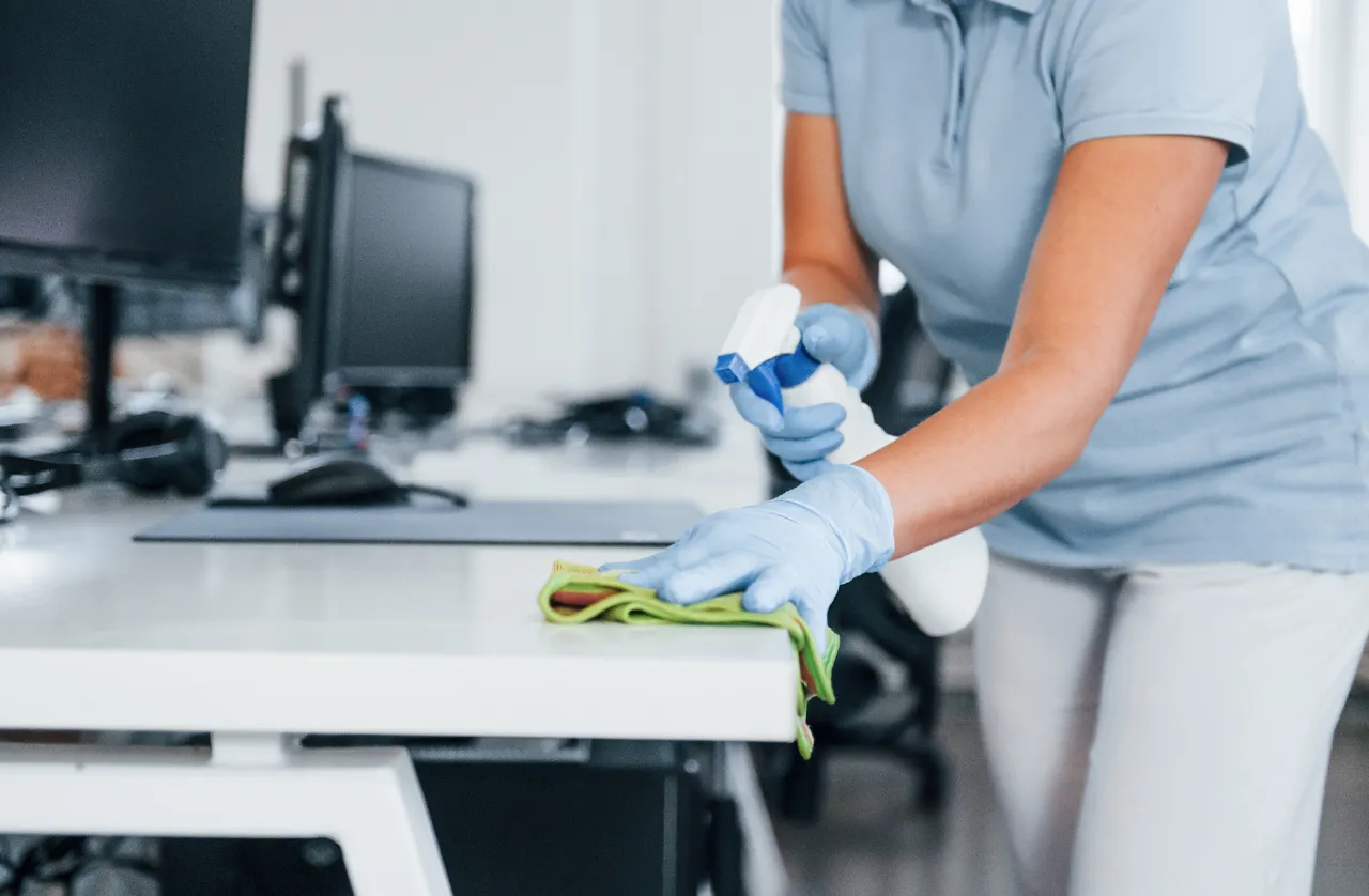 Detailed cleaning with protective gloves in Rhode Island